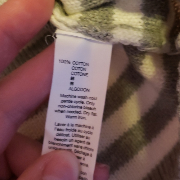 GAP V-Neck Striped Sweater Gray & White Medium - Picture 5 of 5